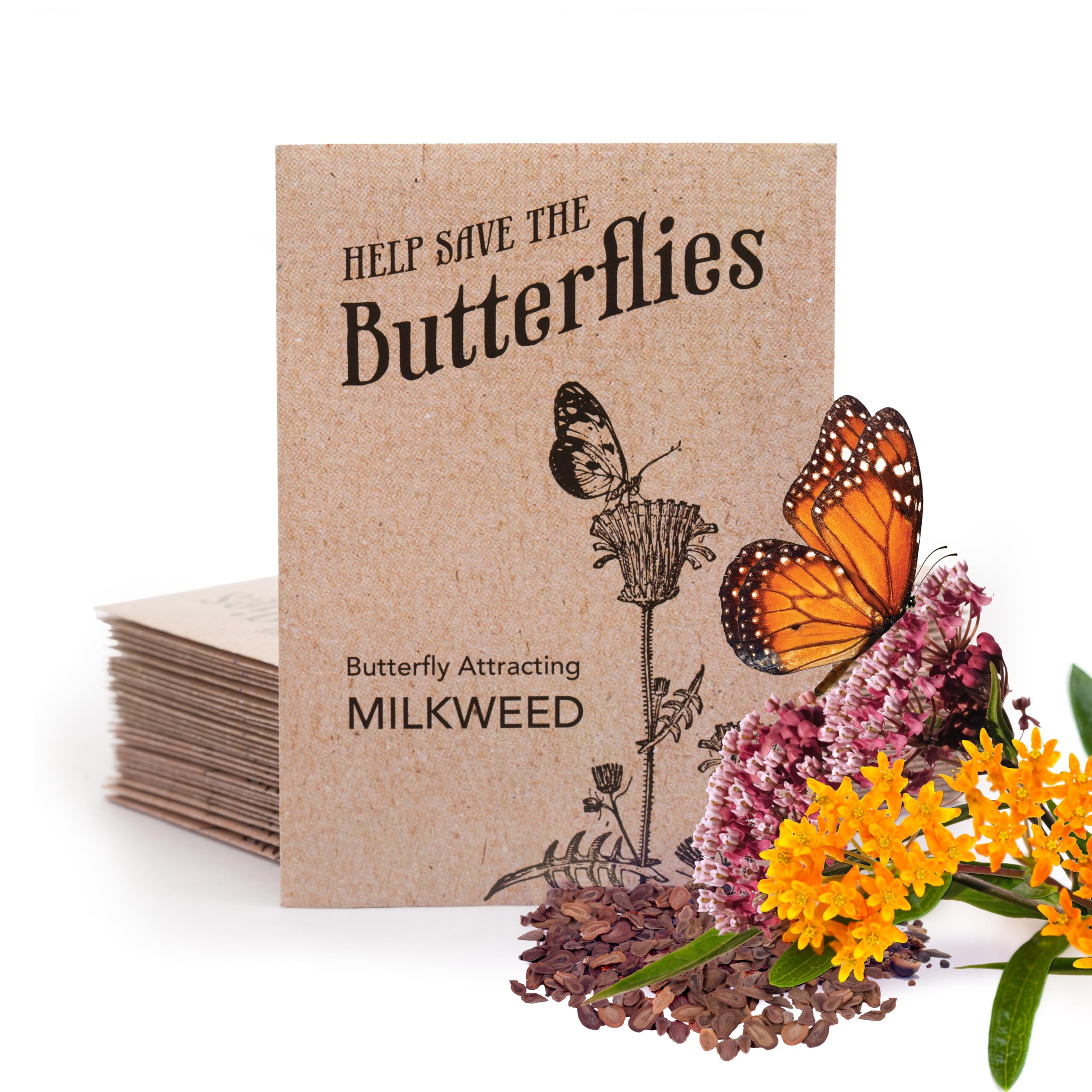 Bentley Seed Co. milkweed seed packet ready for planting and butterfly habitat support.