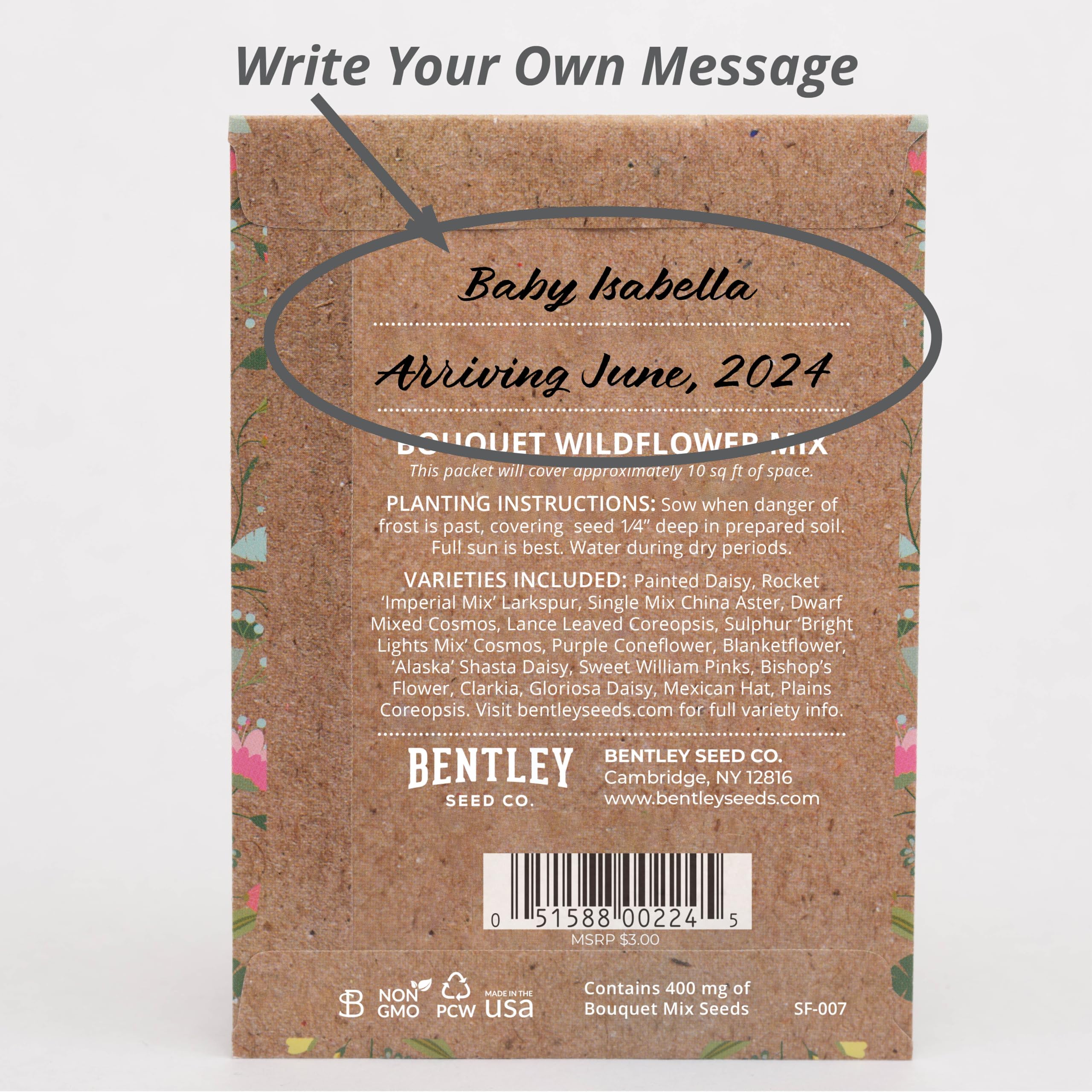 Bentley Seed Co Oh Baby pink theme packet for girl shower
