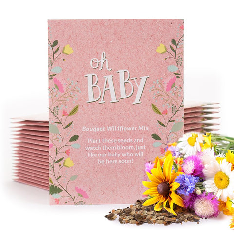 Bentley Seed Co. Oh Baby pink-wildflower packets for baby shower favors that guests can plant.