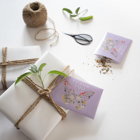 Bentley Seed Co. Packet size measurement emphasizes compact, portable seed packs for easy gifting.