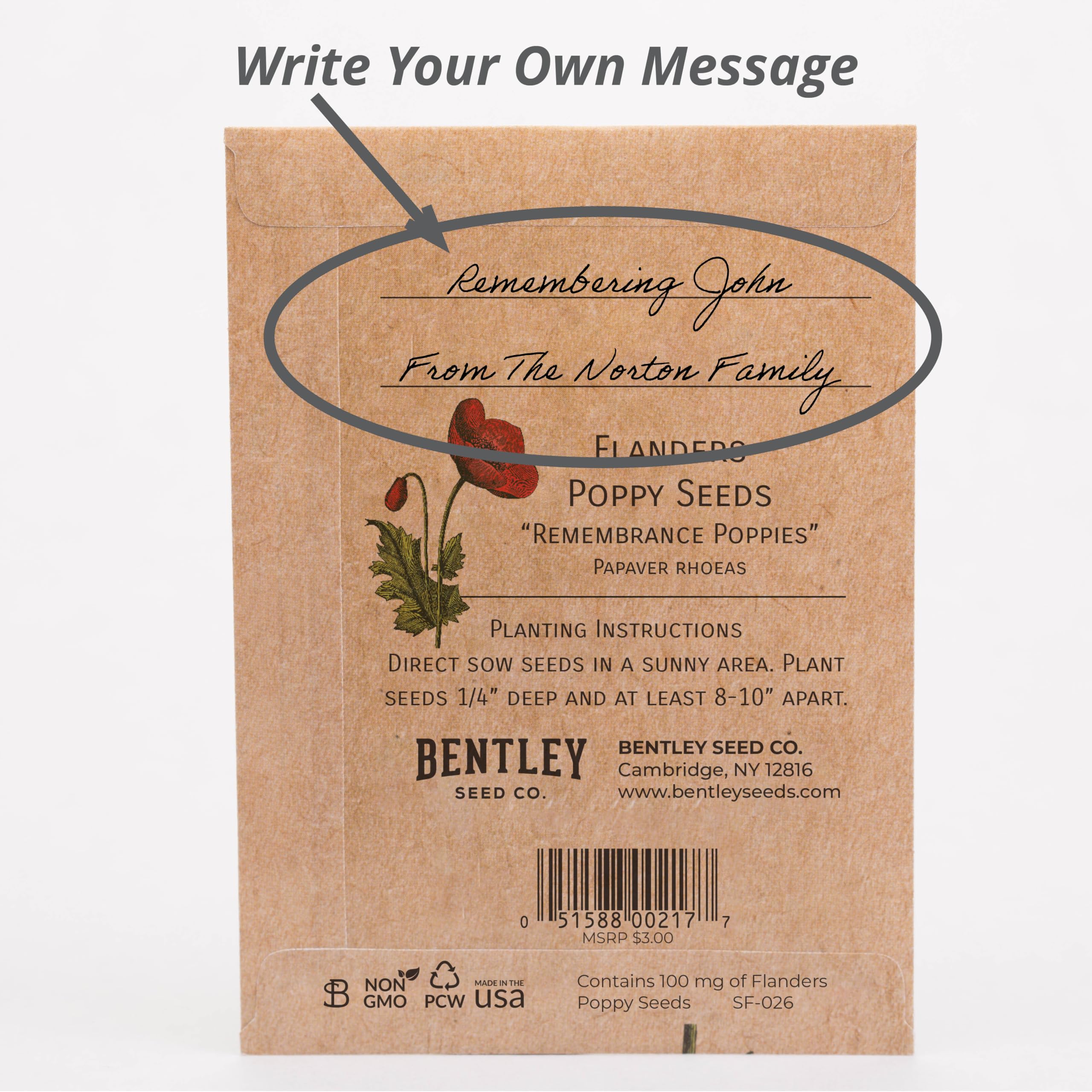 Bentley Seed Co planting directions on back of seed packet for simple setup.