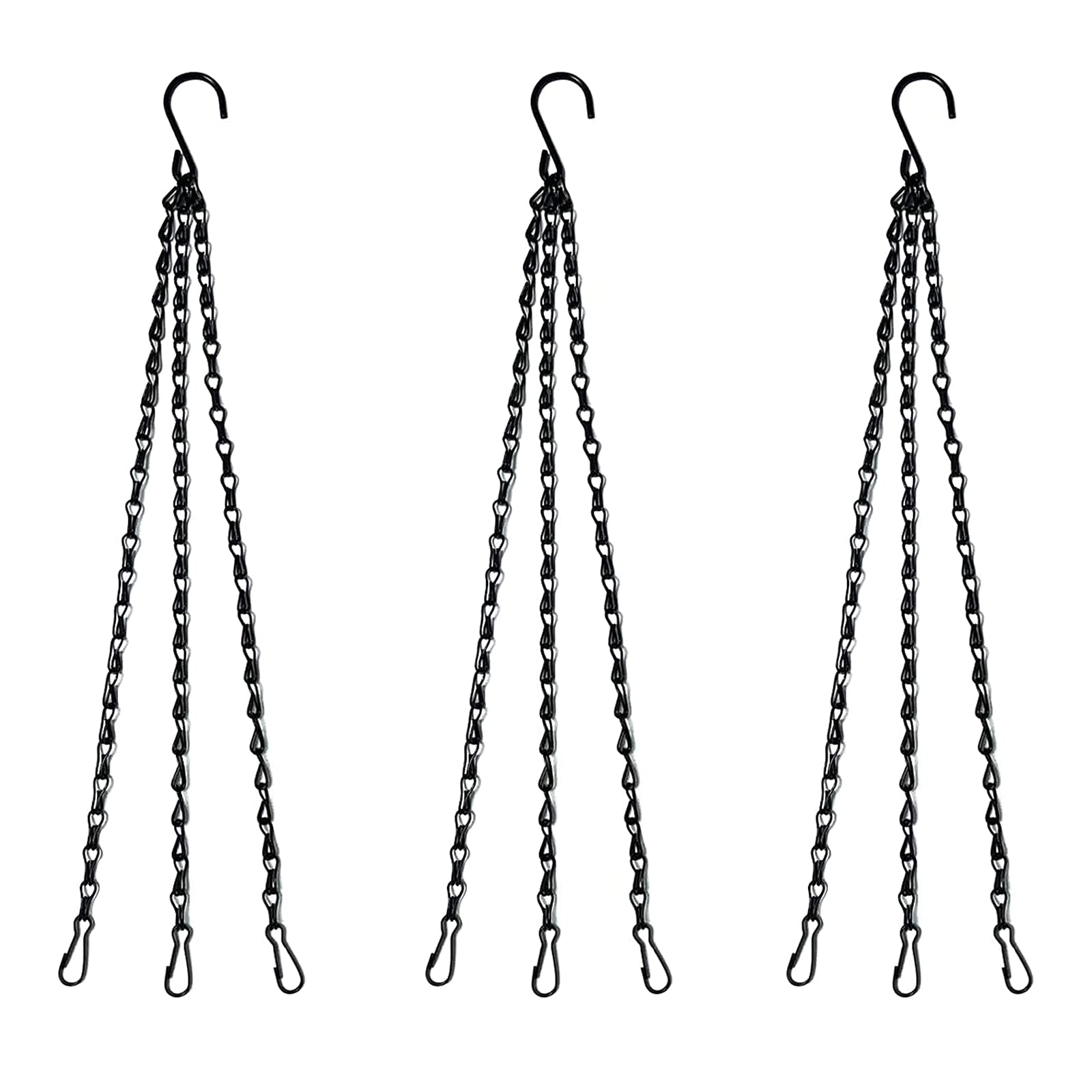 Benvo 16-inch chain with clip securing an outdoor plant pot.