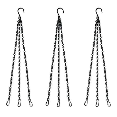 Benvo 16-inch chain with clip securing an outdoor plant pot.