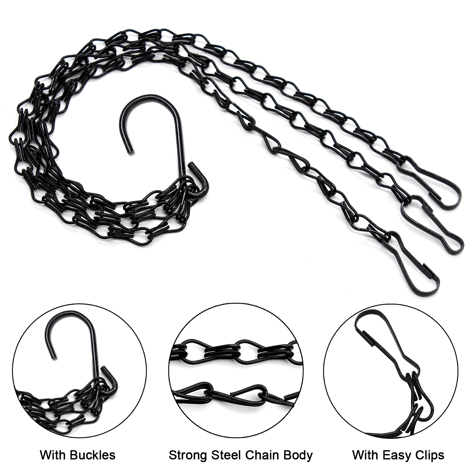 Benvo black-coated chain resists rust for outdoor use.