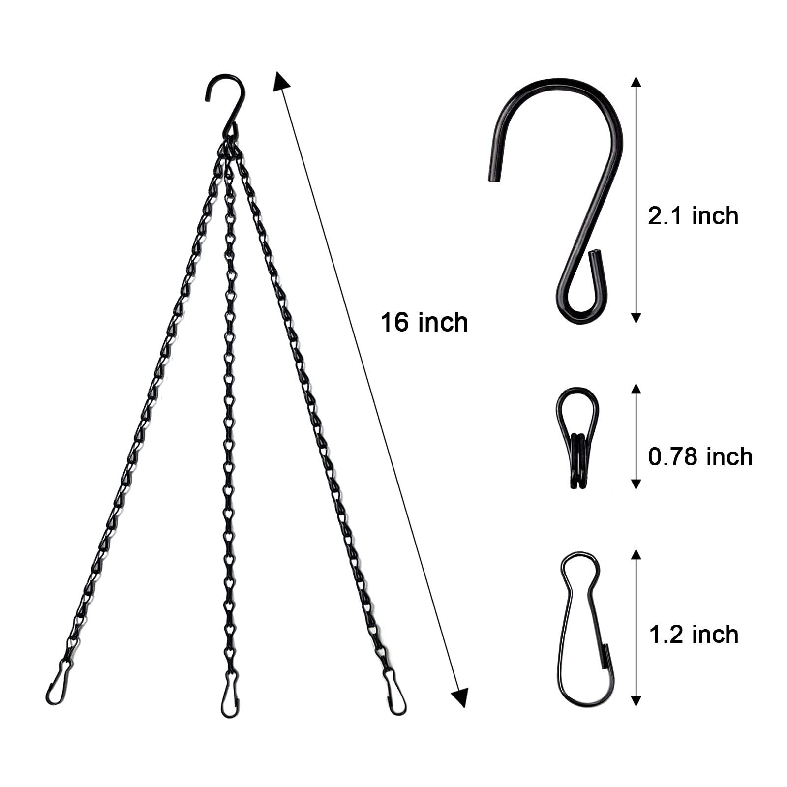 Benvo heavy-duty 2mm chain with basket clip for hanging baskets.
