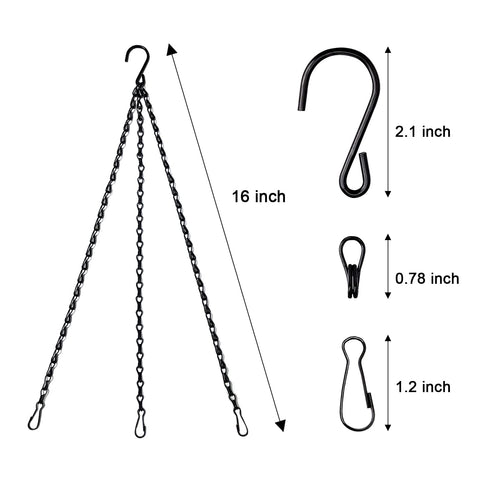 Benvo heavy-duty 2mm chain with basket clip for hanging baskets.