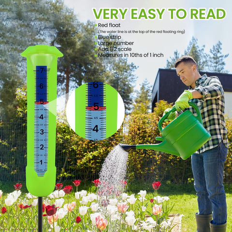 Beofinest rain gauge features blue aqua-tube for easy water-level reading