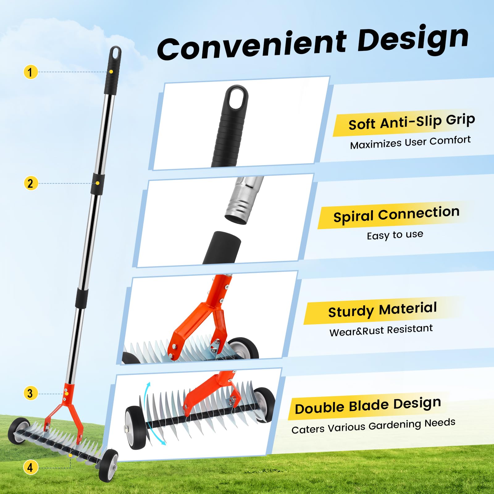 Beolisave Thatch Rake easy-assemble design for quick setup and use.