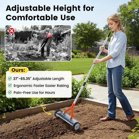 Beolisave Thatch Rake ergonomic-handle provides a comfortable grip and reduced back strain.