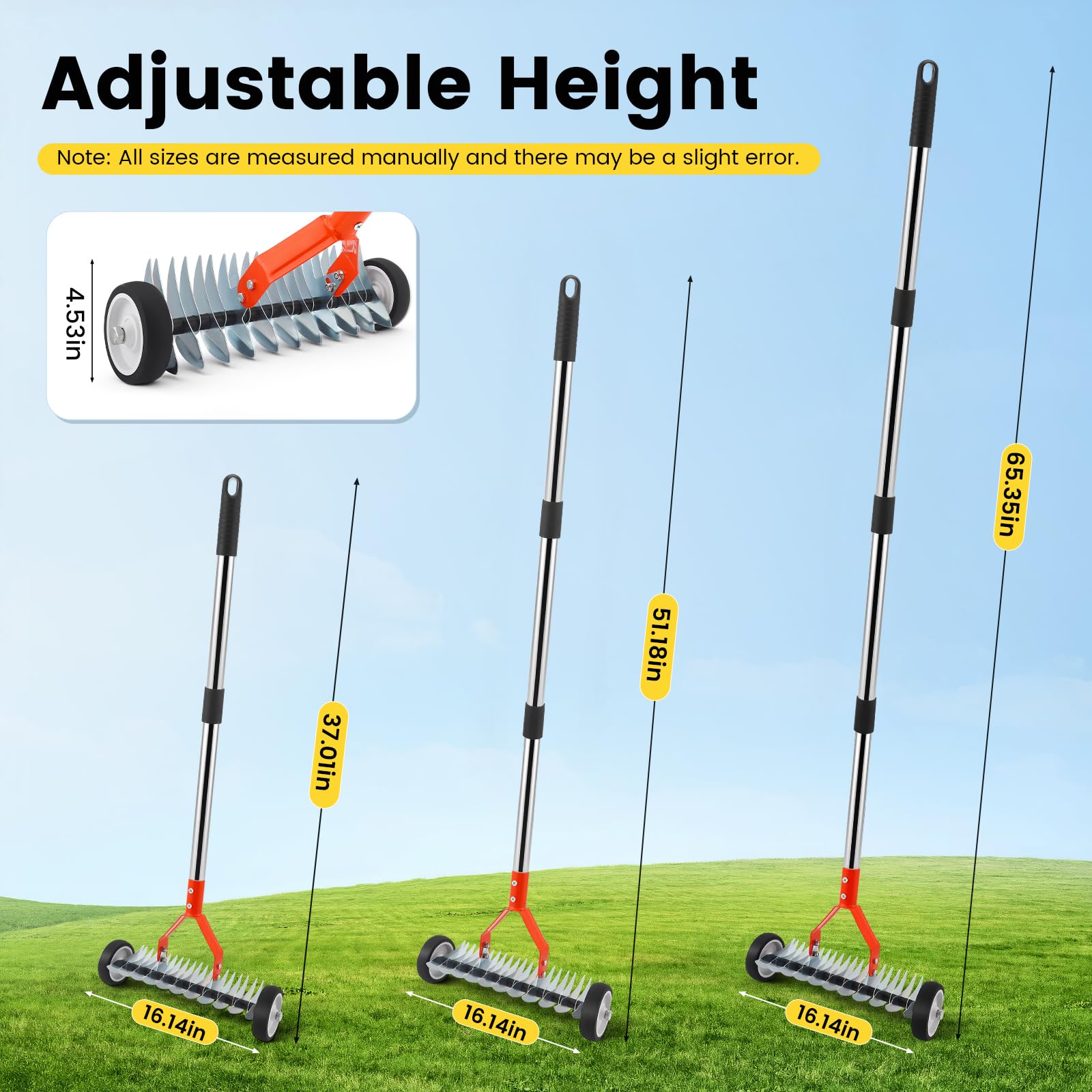 Beolisave Thatch Rake stainless-steel-blades offer durable, rust-resistant performance for lawn care.