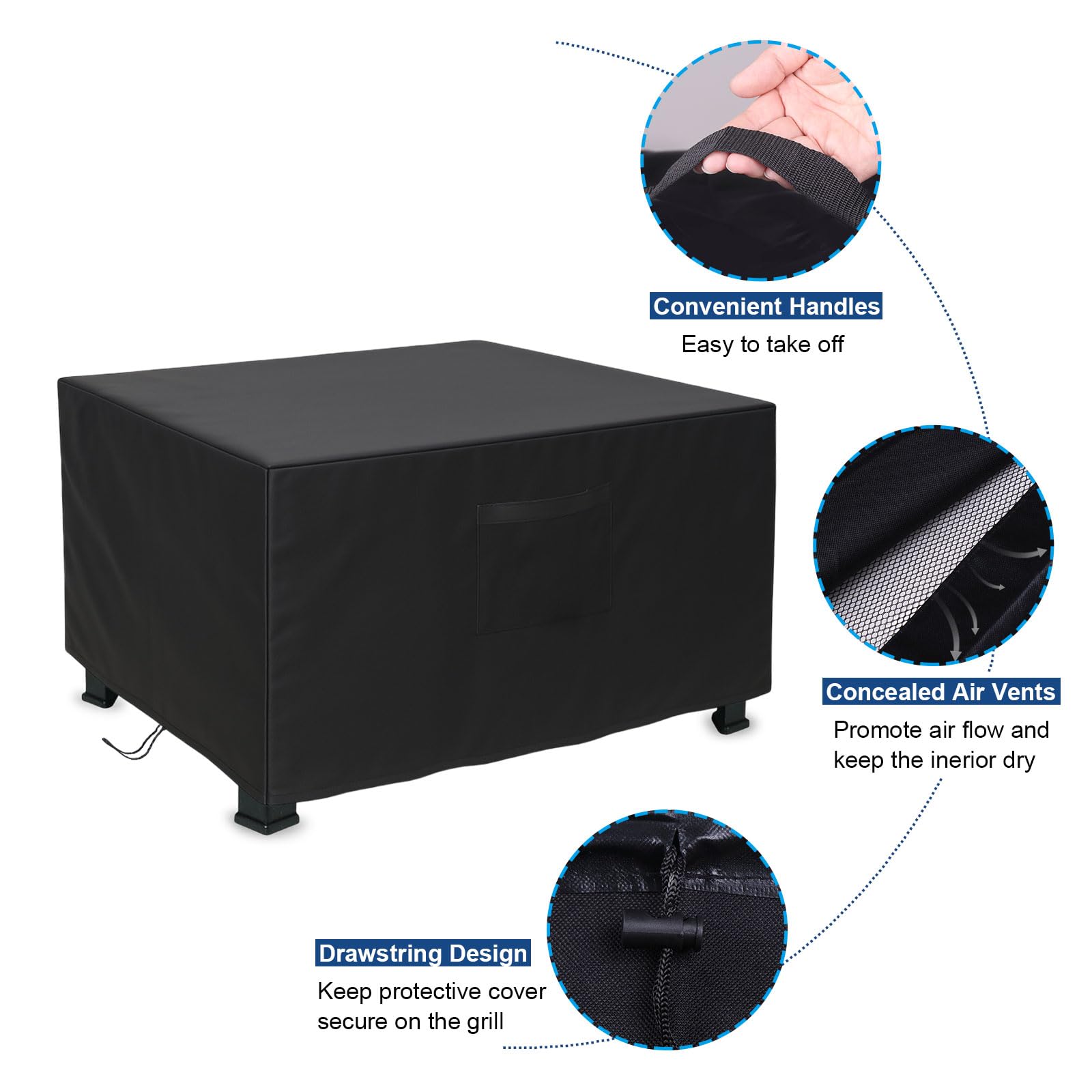 BEOTBRMI drawstring-secured cover stays in place during wind.