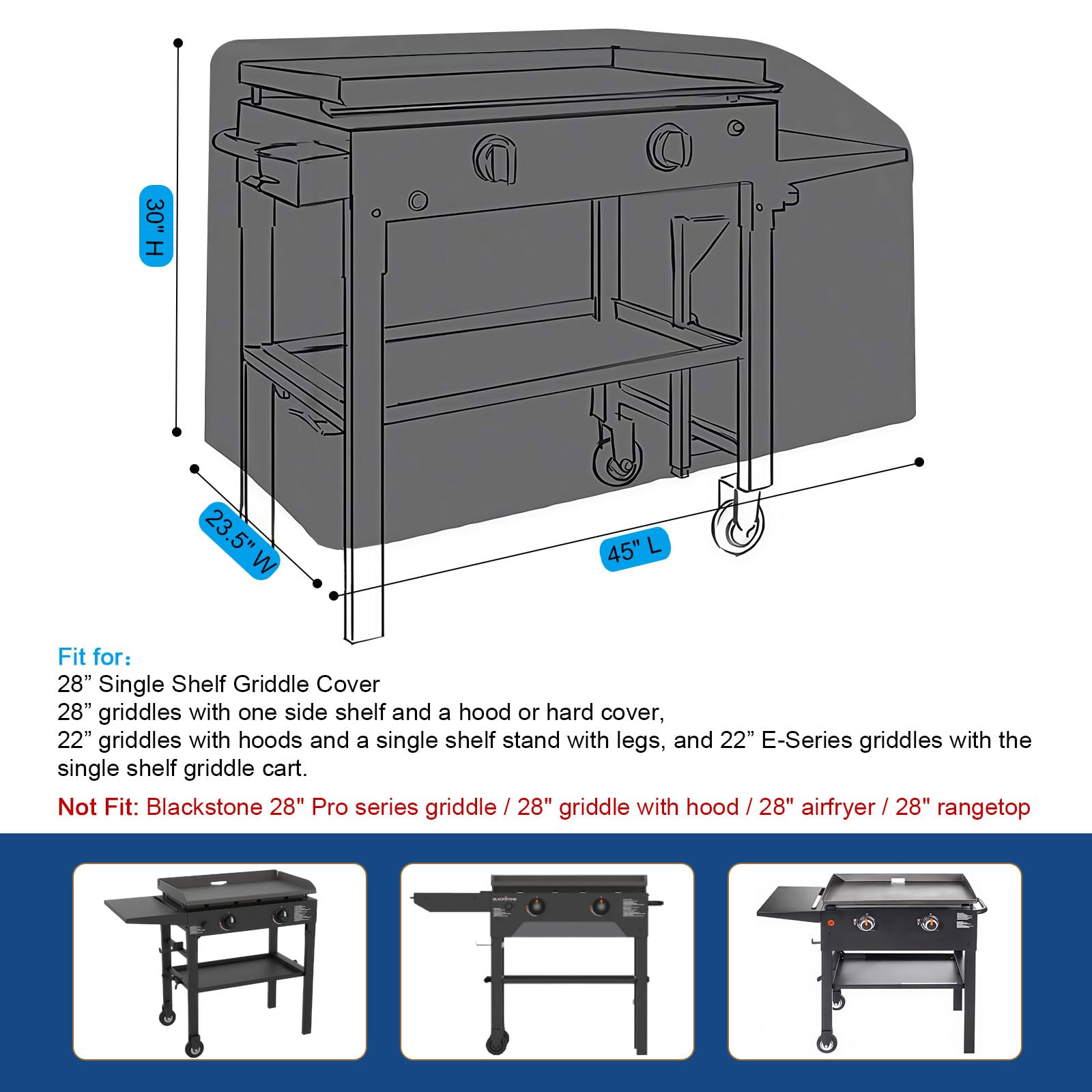 BEOTBRMI griddle cover single shelf 28 inch side view shields stove