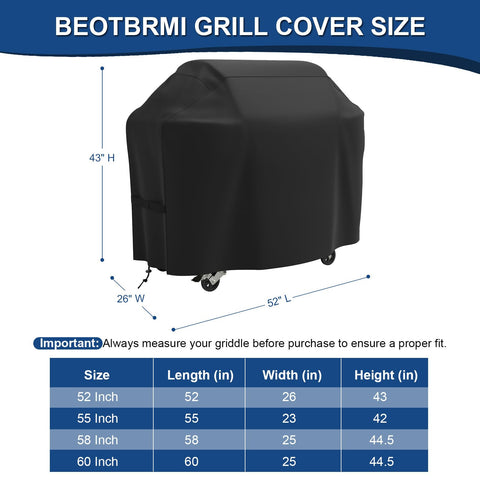BEOTBRMI grill cover provides waterproof, fade-resistant protection against sun and rain.