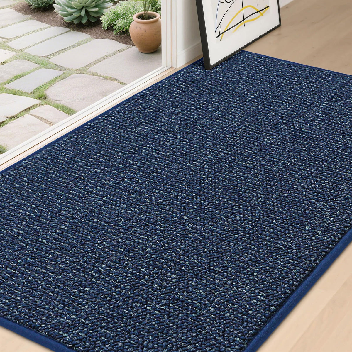 BEQHAUSE Dirt Trapper Door Mat front view showing dirt scraping for clean entryways