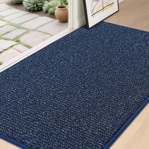 BEQHAUSE Dirt Trapper Door Mat front view showing dirt scraping for clean entryways