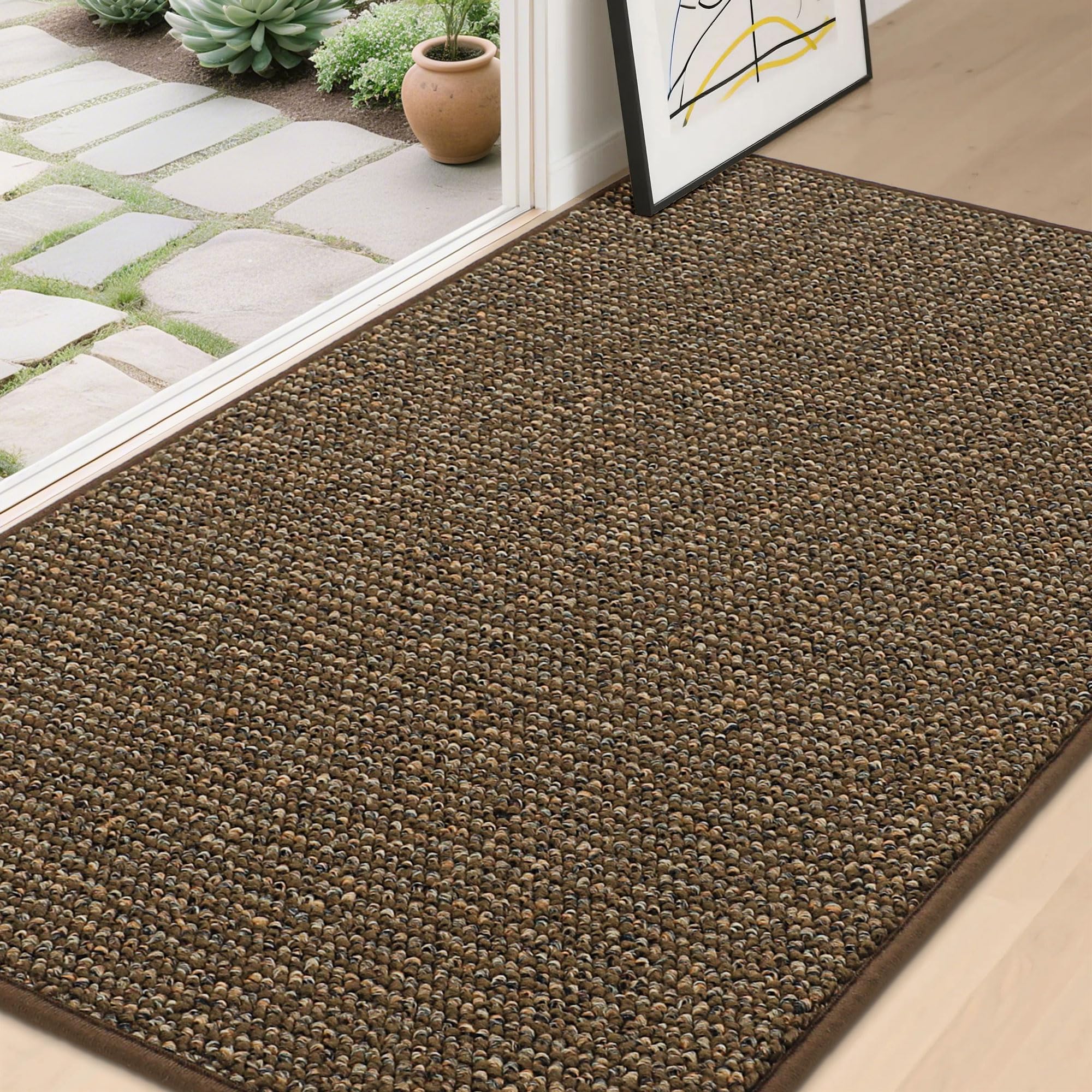 BEQHAUSE Dirt Trapper Door Mat front door captures dirt and moisture with a secure non-slip surface