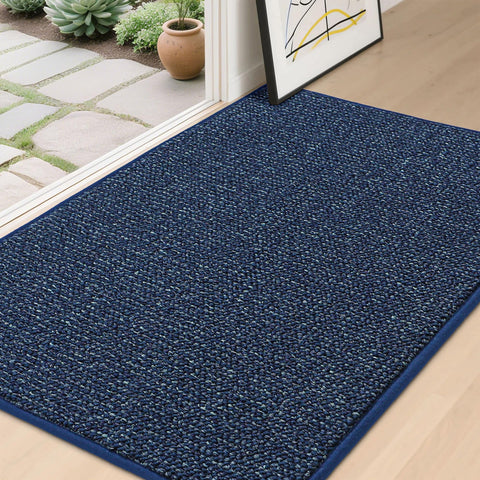 BEQHAUSE Dirt Trapper Door Mat front view in blue showing 32x48 size for entryways
