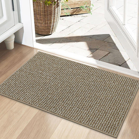 BEQHAUSE Dirt Trapper Door Mat front view demonstrates durable dirt scraping for entryways.
