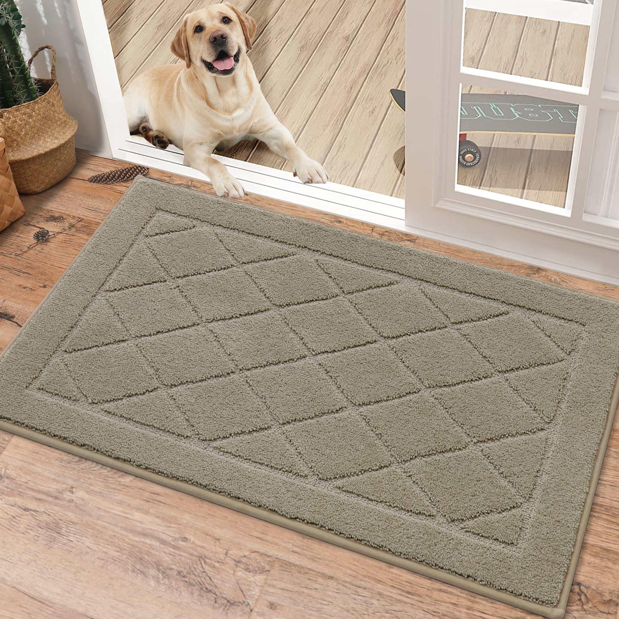 BEQHAUSE Dirt Trapper Door Mat front view with dense fibers trapping dirt and moisture.