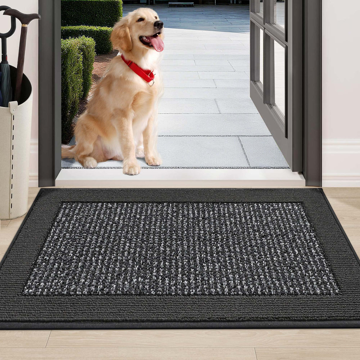 BEQHAUSE indoor door mat front view shows non-slip low-profile entryway solution
