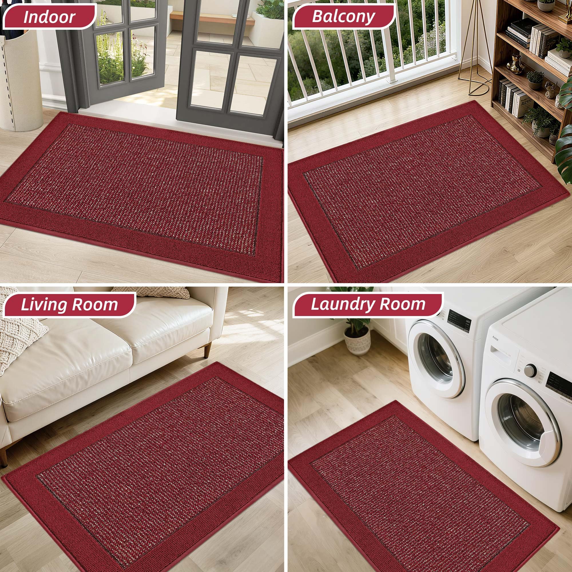 BEQHAUSE indoor entryway rug cleans quickly with broom or vacuum.