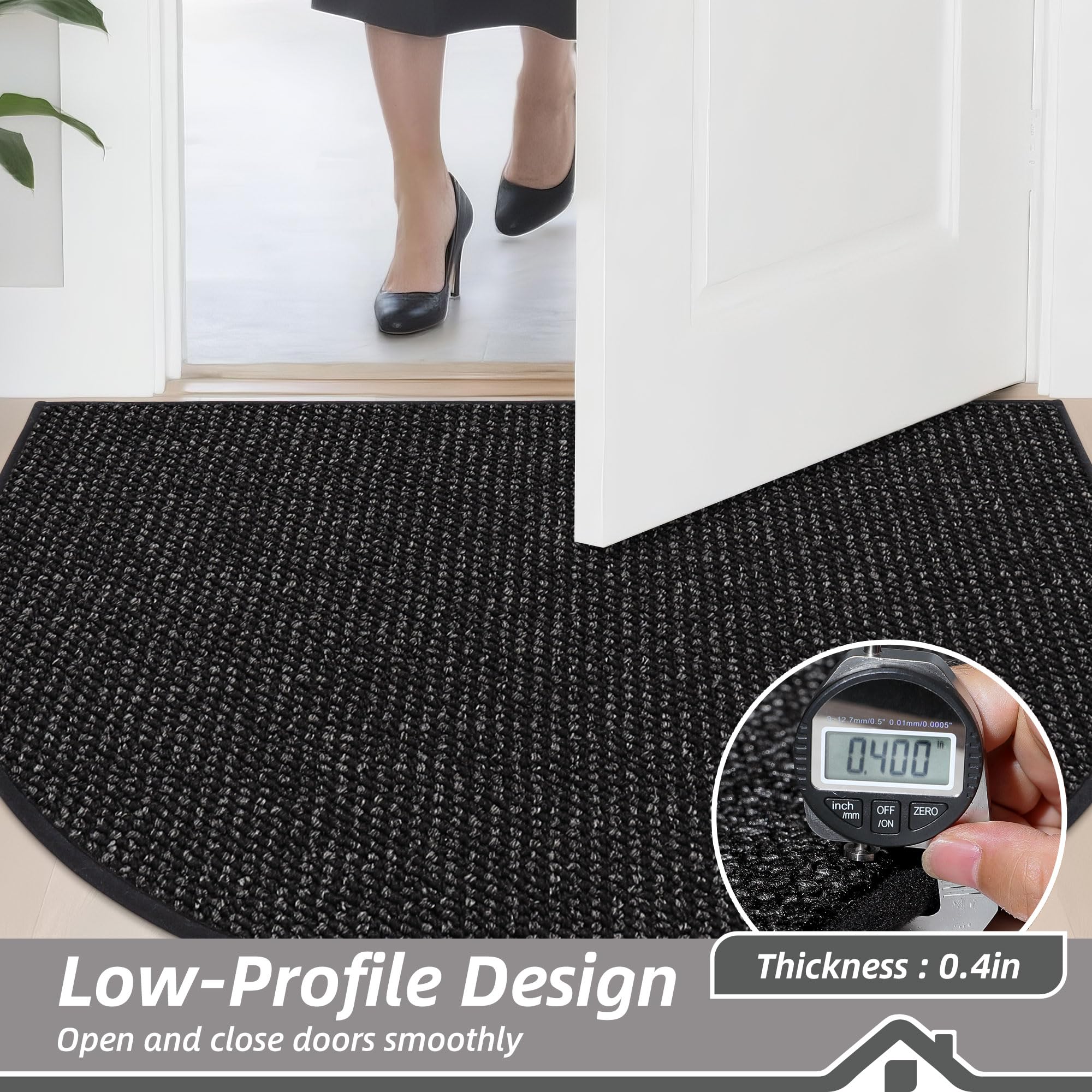 BEQHAUSE Low-profile door mat prevents snagging under doors