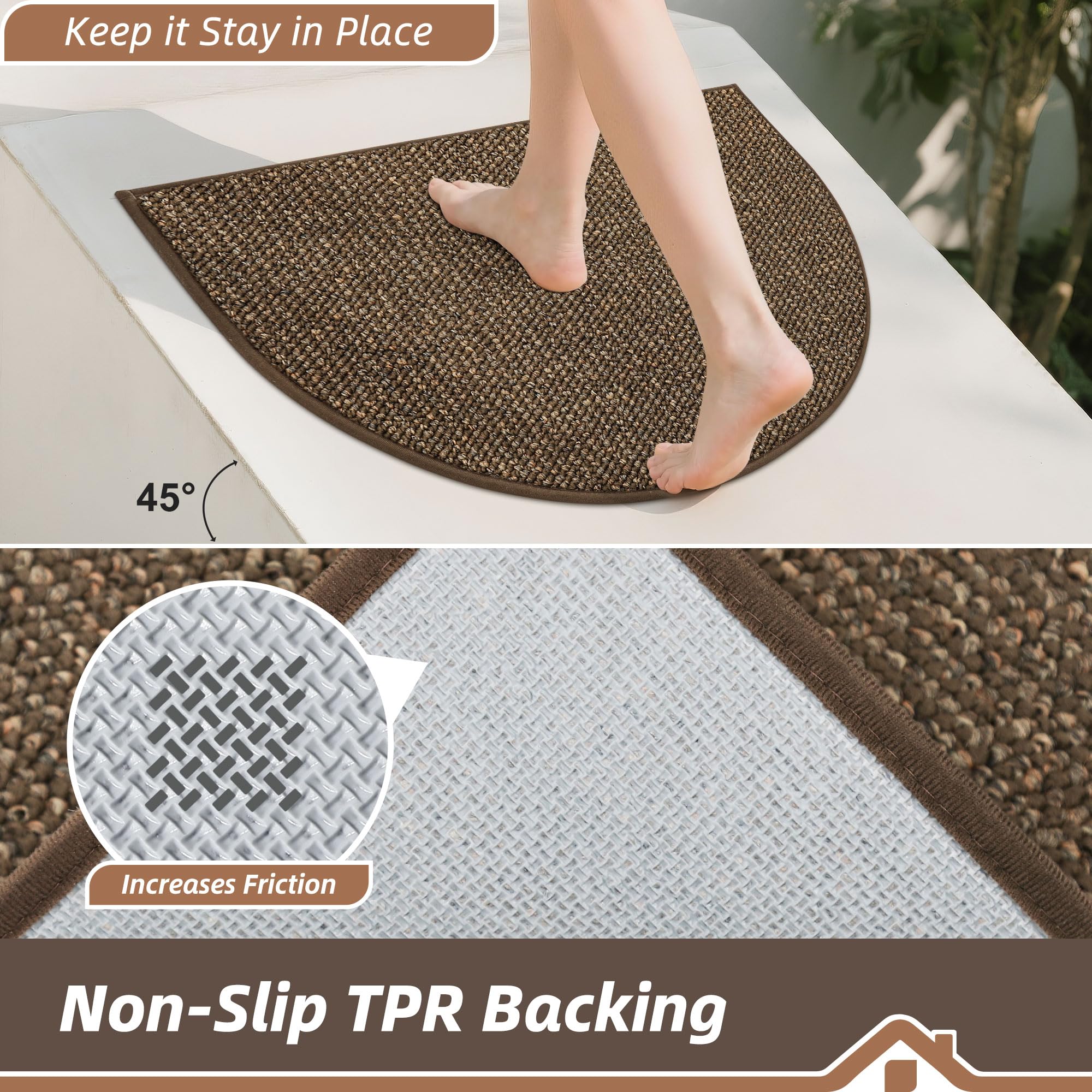 BEQHAUSE half-circle entryway rug blends style with practicality.