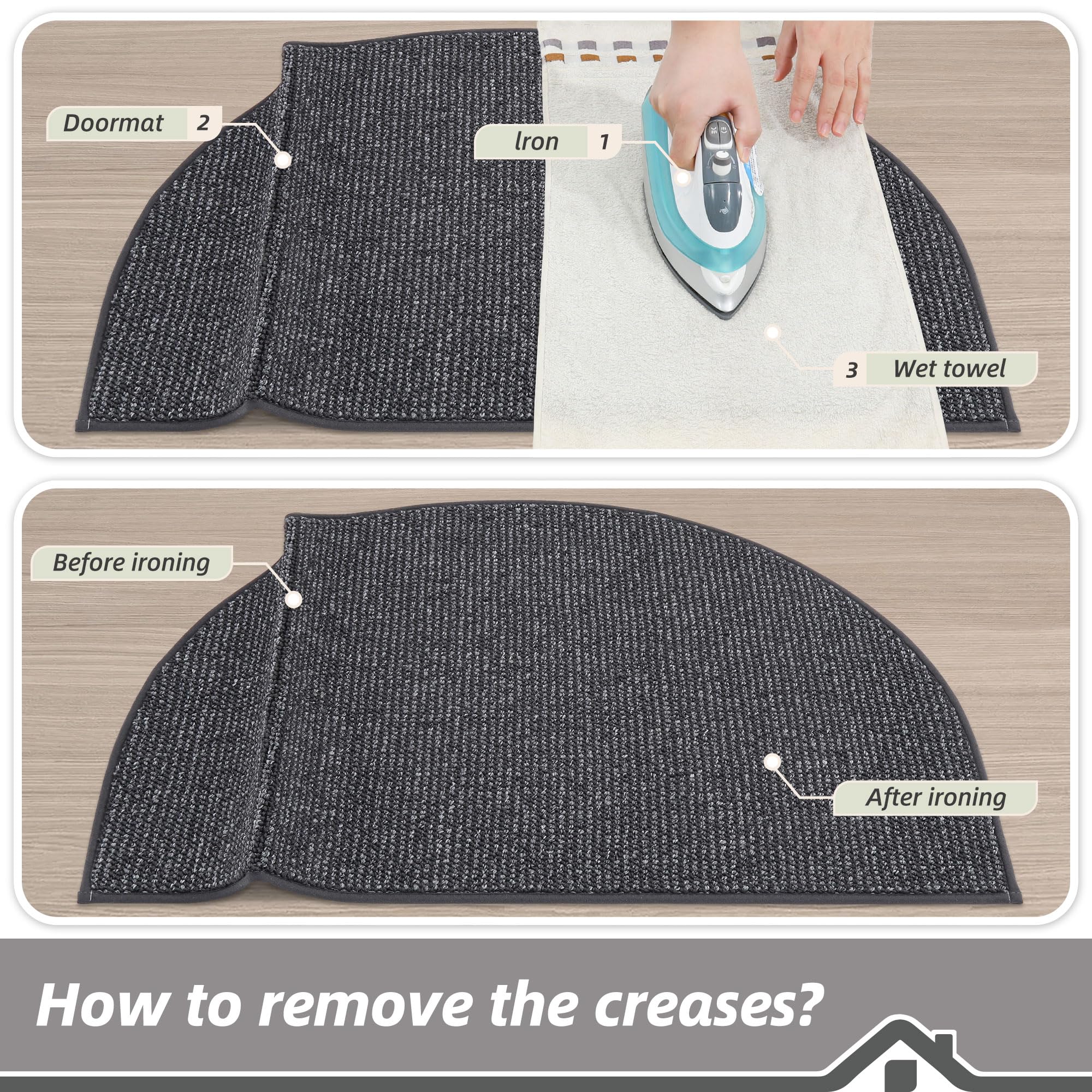 BEQHAUSE Space-saving half-moon mat ideal for compact entryways