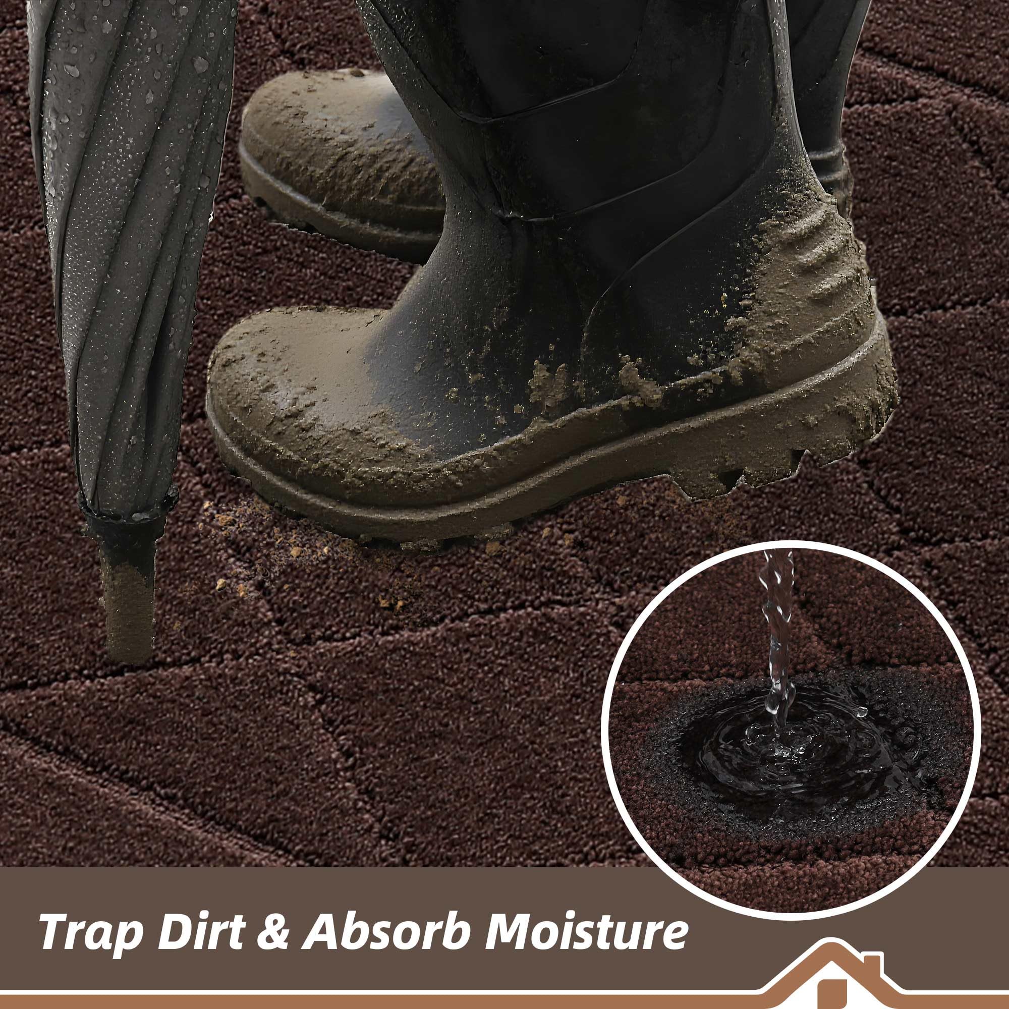 BEQHAUSE Dirt Trapper mat absorbent yarns detail captures moisture quickly.