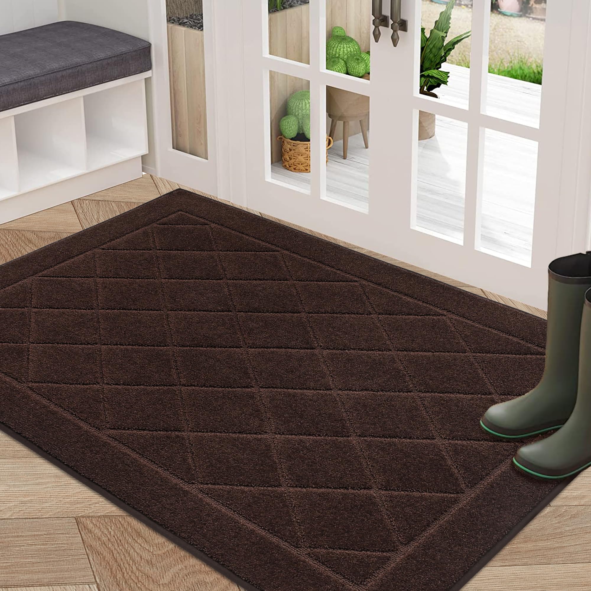 BEQHAUSE Dirt Trapper mat front view shows a large, absorbent entryway rug that keeps floors clean.