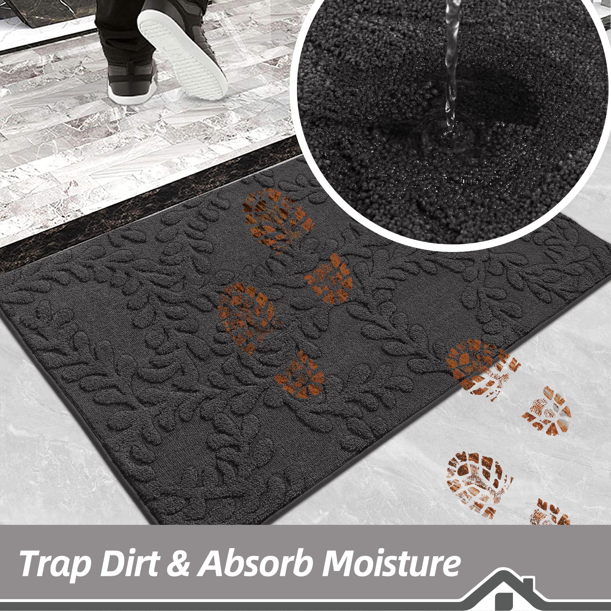 BEQHAUSE absorbent door mat traps moisture and keeps floors dry