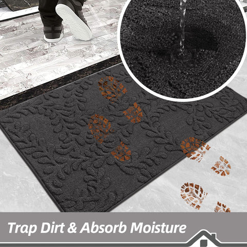 BEQHAUSE absorbent door mat traps moisture and keeps floors dry