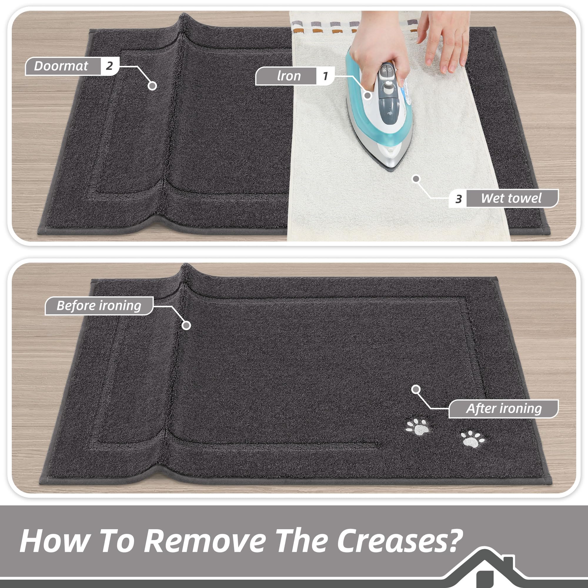 BEQHAUSE dark grey 24x36 mat suits busy entryways
