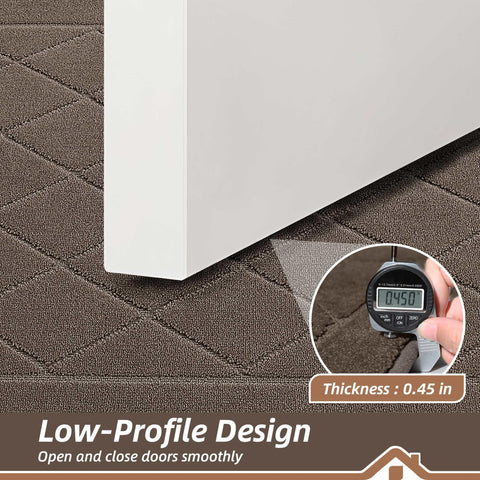 Non-slip backing visible on BEQHAUSE entry rug for secure positioning