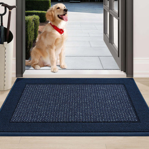 BEQHAUSE dirt-trapper door mat in blue traps dirt at the doorway and keeps floors dry