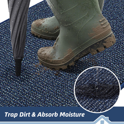 BEQHAUSE dirt trapper mat blue close up dense weave for moisture scraping