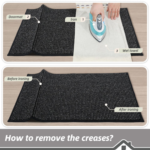 BEQHAUSE Dirt Trapper door mat cleans easily with broom or vacuum.