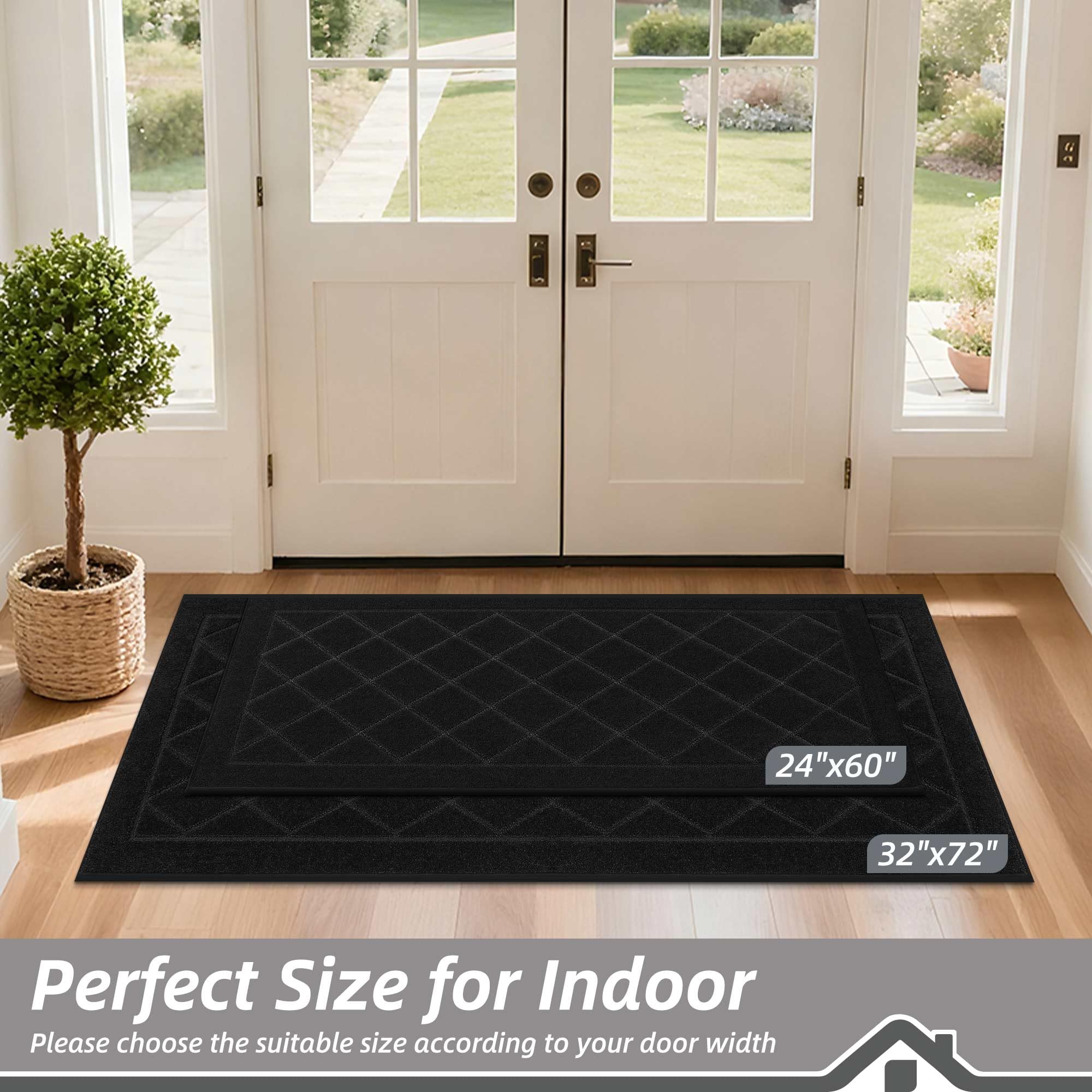BEQHAUSE Dirt Trapper door mat close-up highlights dense fibers that trap dirt effectively.