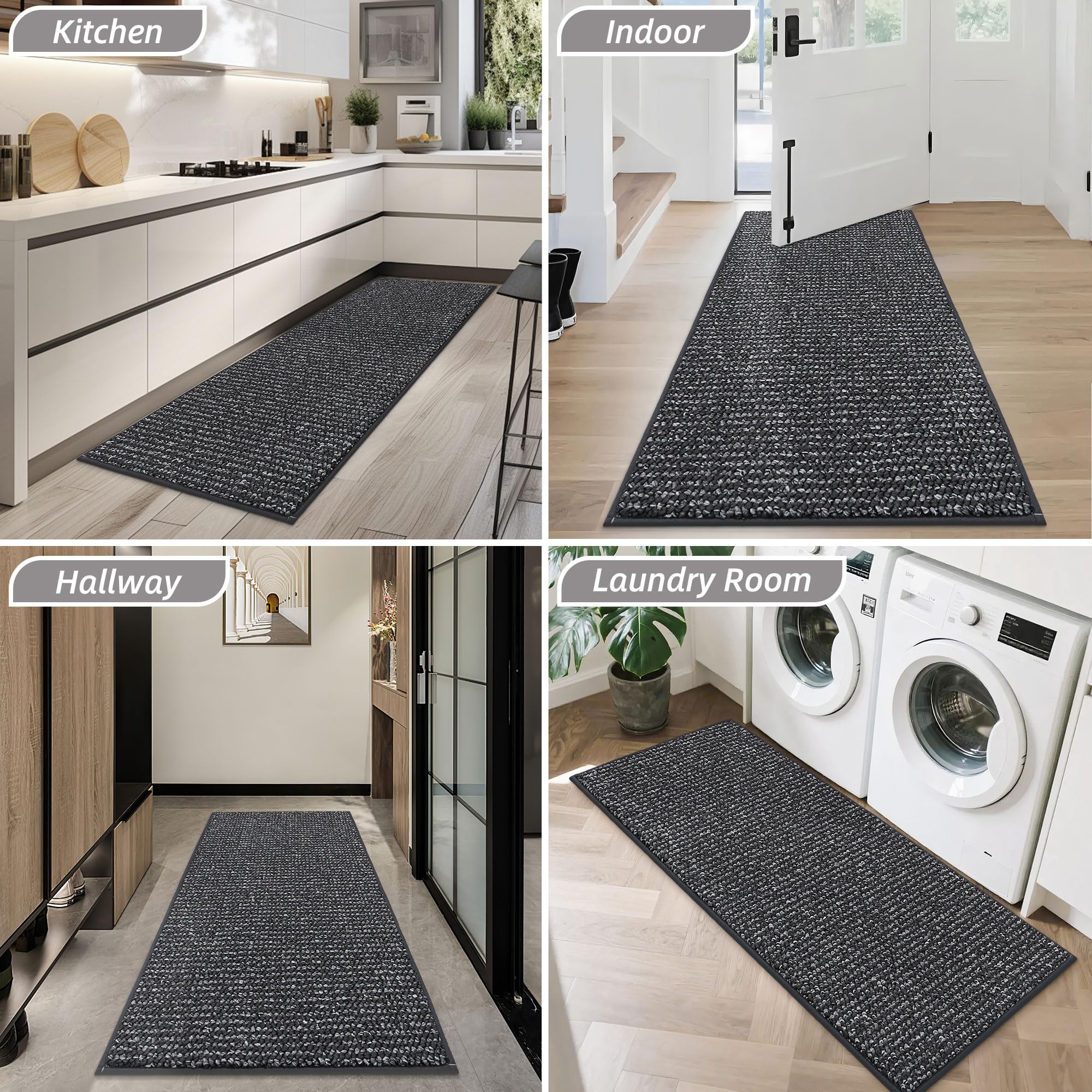 BEQHAUSE Dirt Trapper Doormat sized 24x60 inches covers entryway area