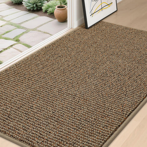 BEQHAUSE Dirt Trapper mat front door view traps dirt and moisture to protect floors.
