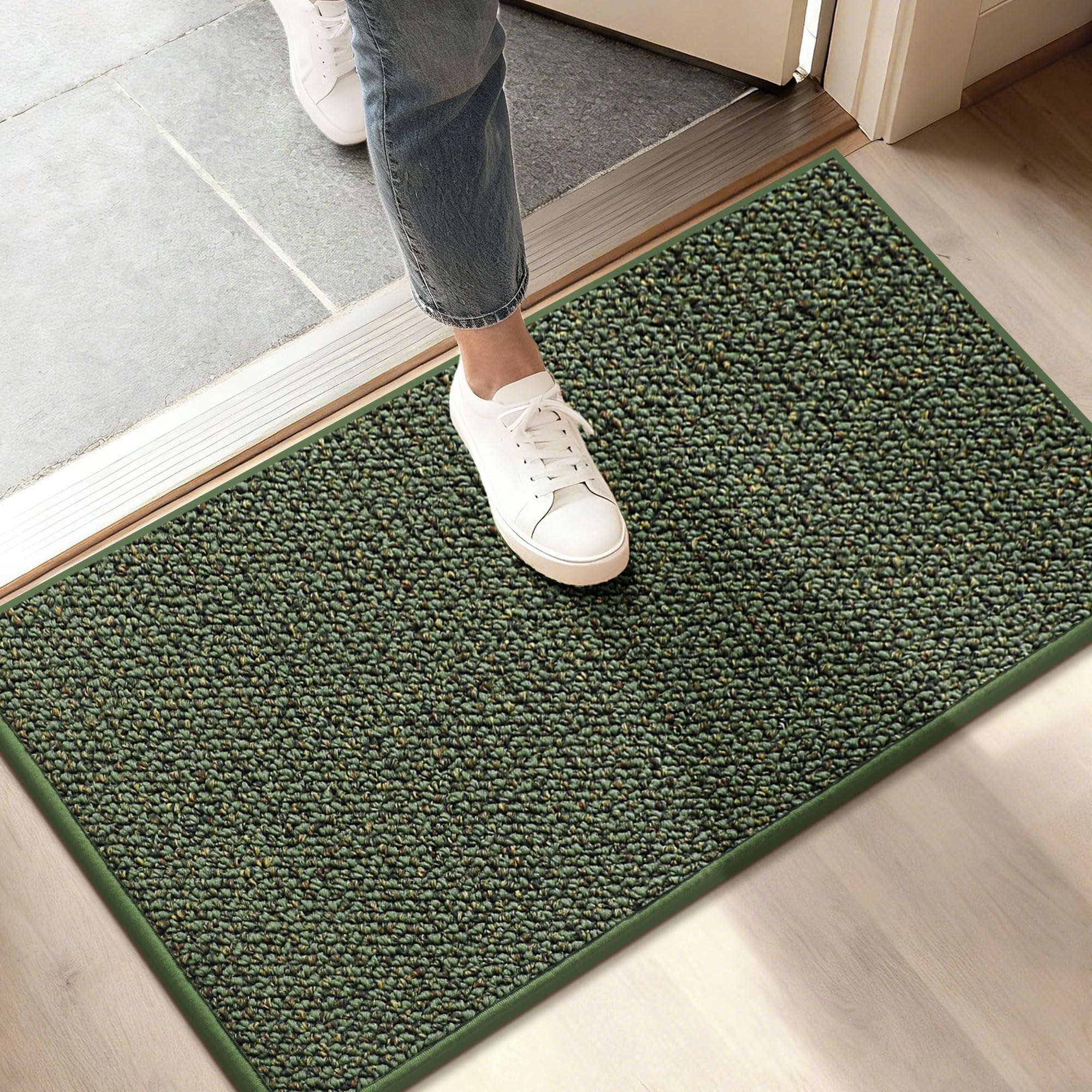 BEQHAUSE Dirt Trapper mat front view shows dirt-scraping action for entryways.