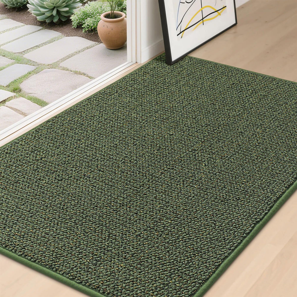 BEQHAUSE Dirt Trapper Door Mat front view with broad coverage trapping dirt at the entry