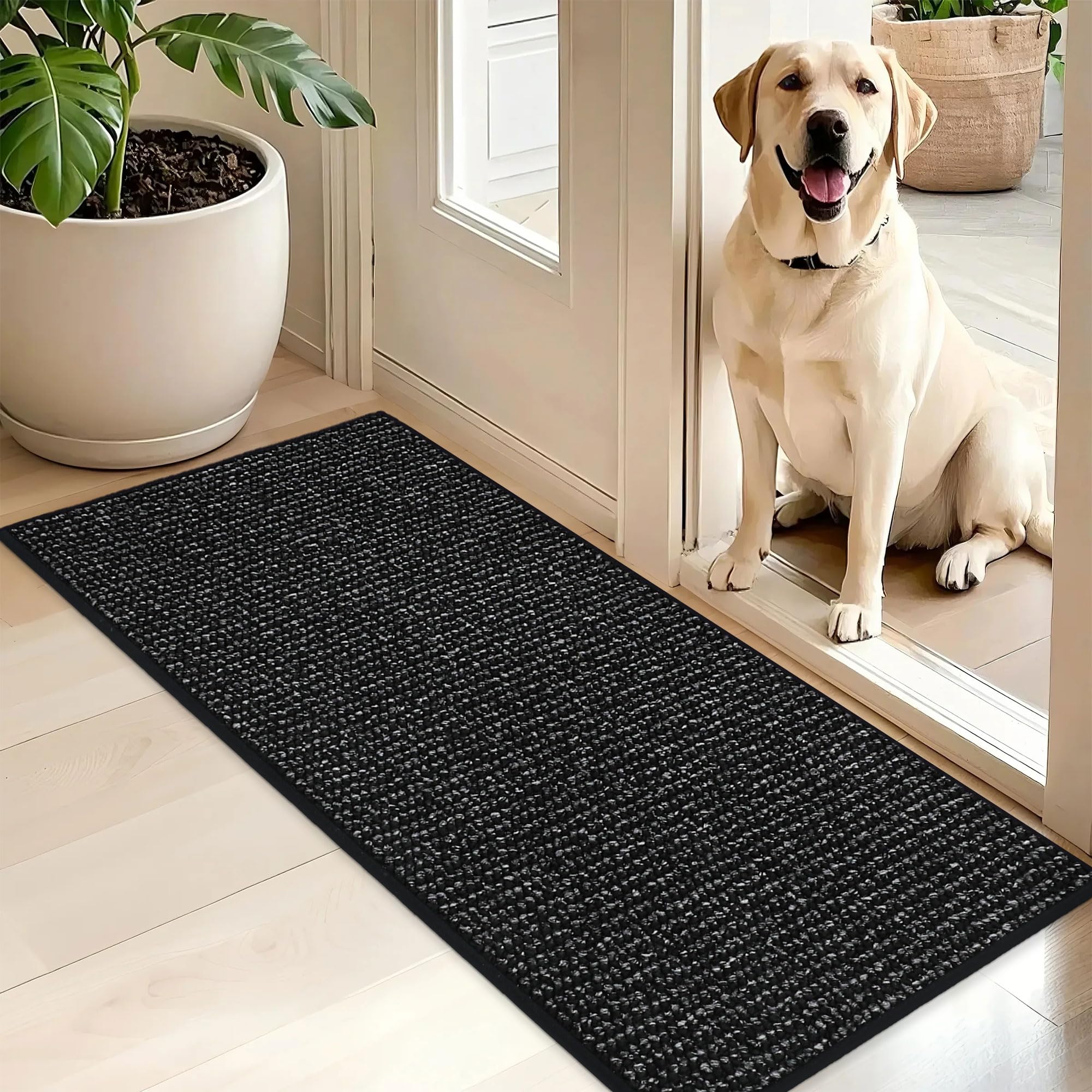 BEQHAUSE Dirt Trapper Door Mat front view shows dense fibers trapping dirt effectively