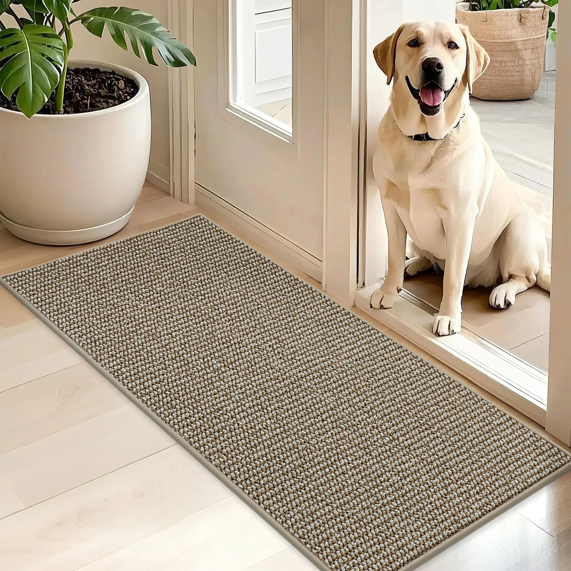 BEQHAUSE dirt-trapper door mat front view protects floors from dirt.