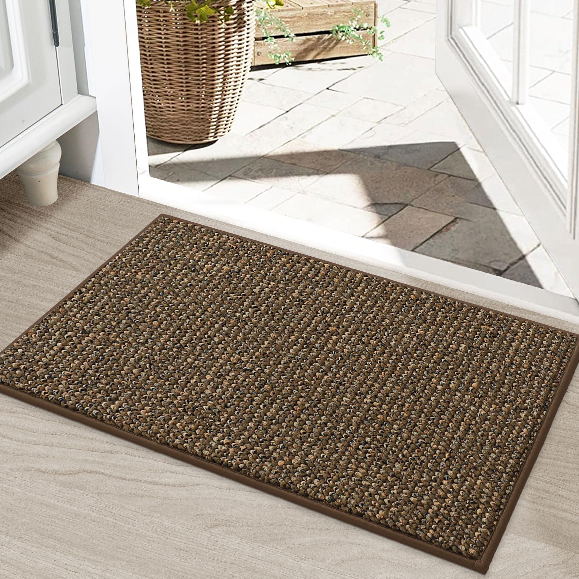BEQHAUSE Dirt Trapper Door Mat front view showing dirt-scraping action for clean entryways.