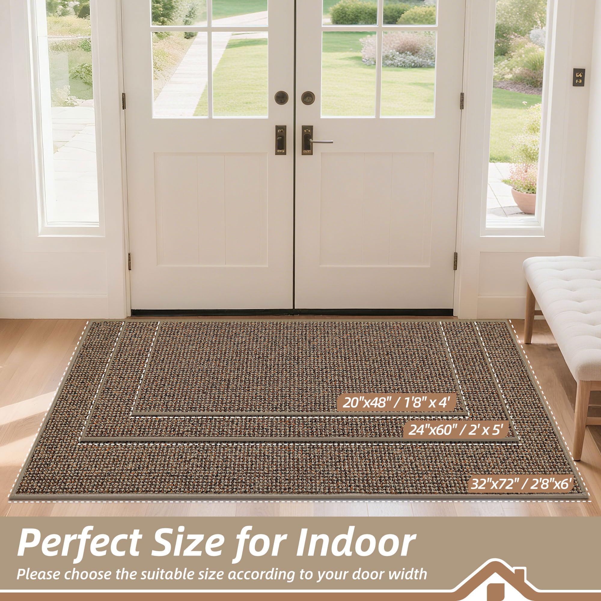 BEQHAUSE Dirt Trapper Door Mat with low-profile edge detail prevents snagging