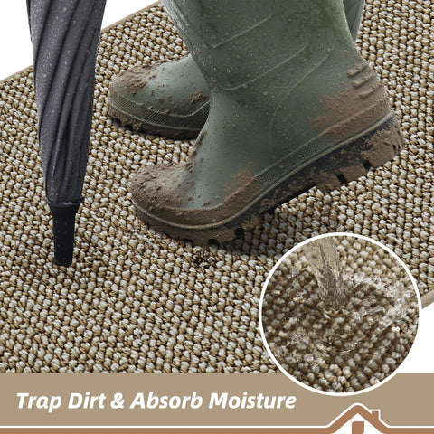 BEQHAUSE dirt-trapper door mat low-profile edge detail fits smoothly under doors.