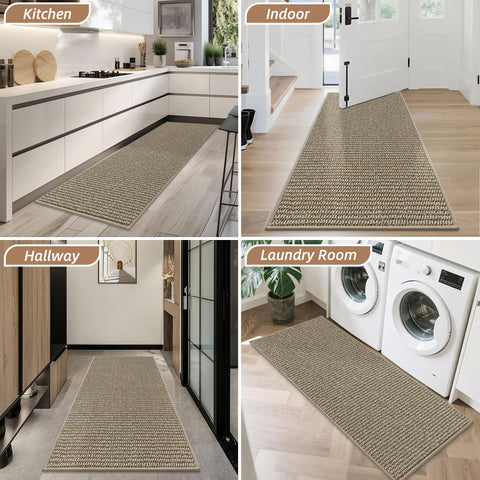 BEQHAUSE dirt-trapper door mat machine-washable for deeper cleaning.