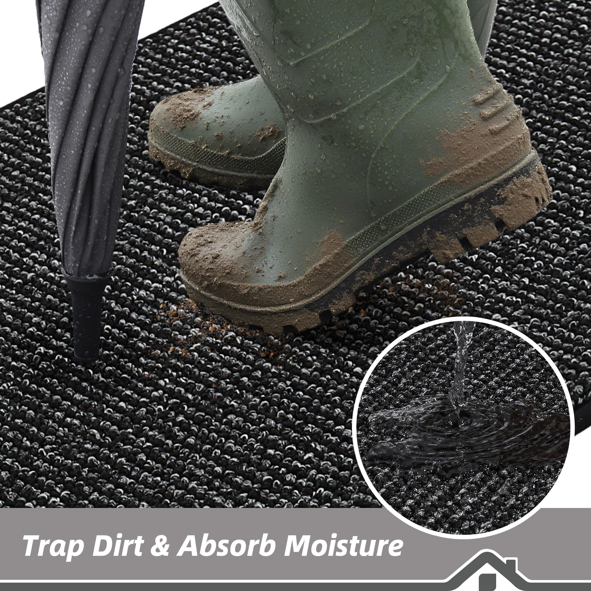 BEQHAUSE Dirt Trapper door mat non-slip back keeps indoor floors safe.