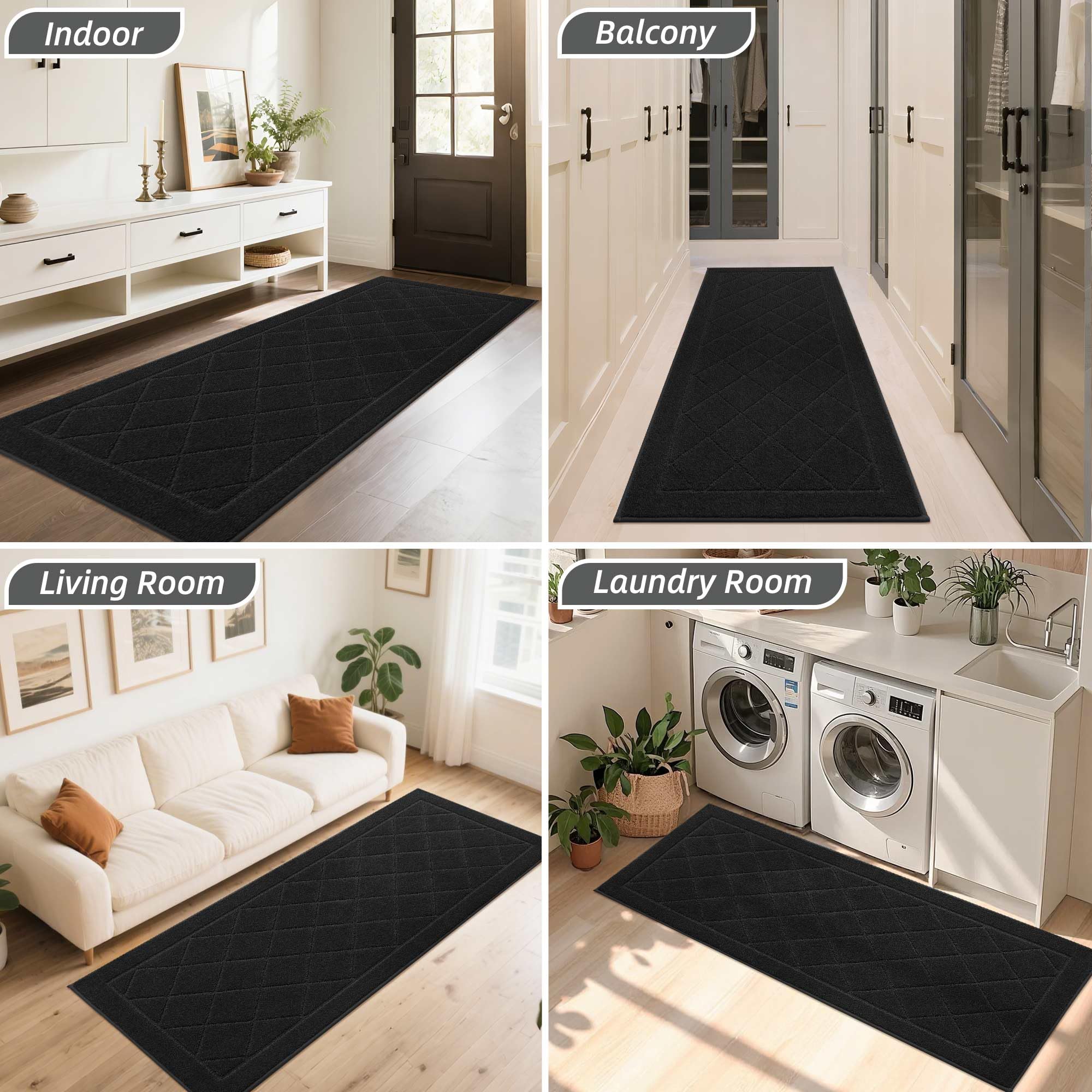 BEQHAUSE Dirt Trapper door mat oversized 24x60 fits wide entryways.